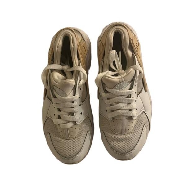 Nike Air Huarache Women's Sneakers White Tan Casual Athletic Shoes, Size 5 - Picture 3 of 6